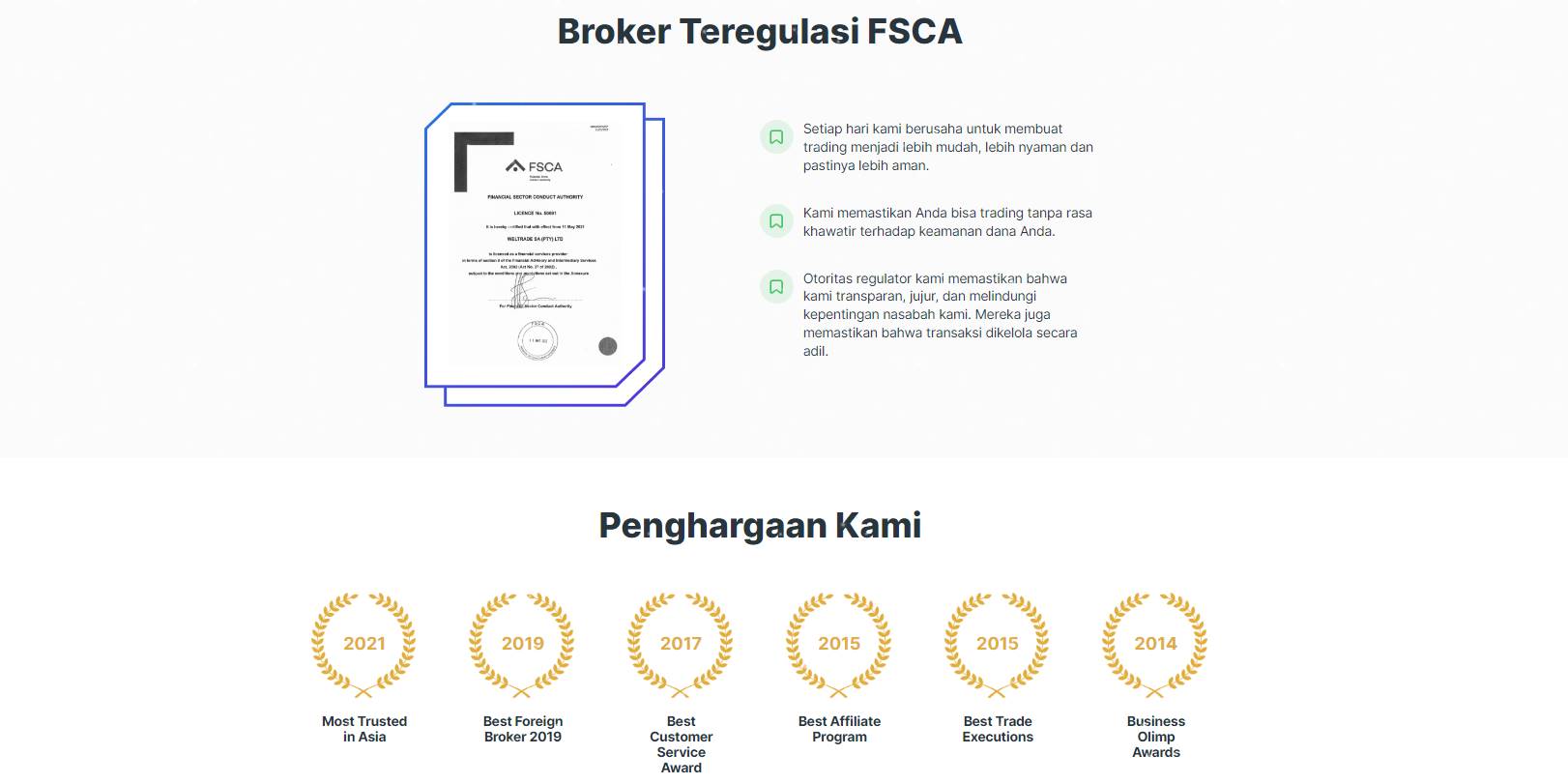 broker weltrade diregulasi oleh FSCA