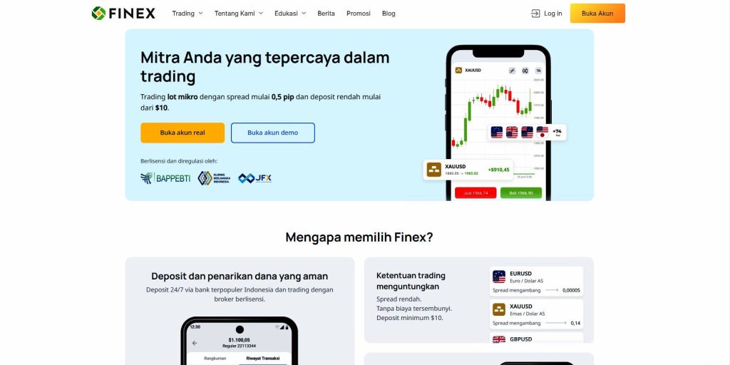 finex adalah broker forex terbaik di Indonesia