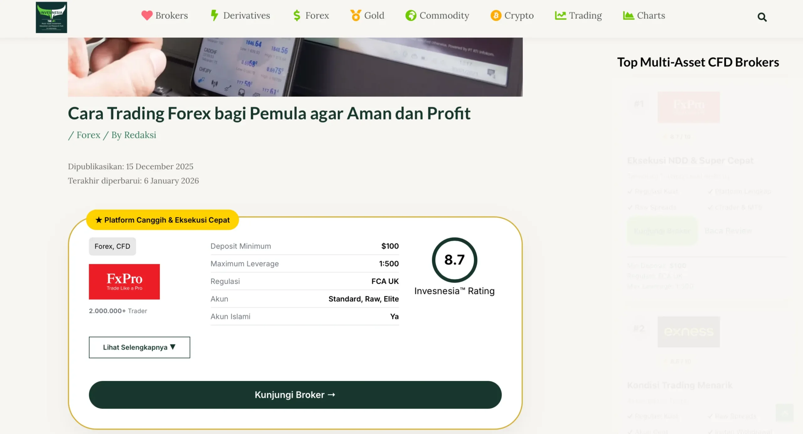 Broker card placement inside article