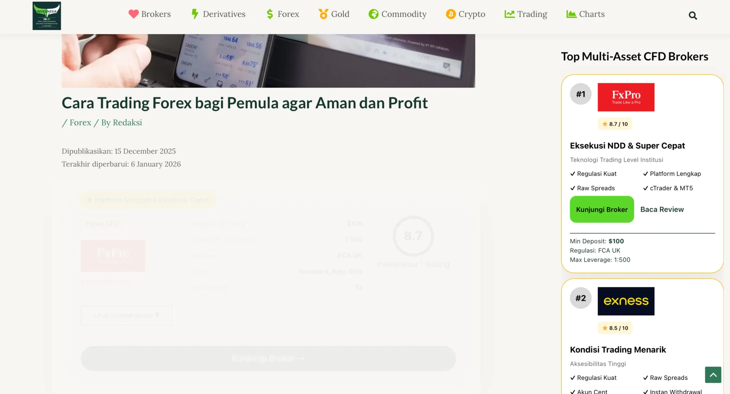 Broker card in sidebar